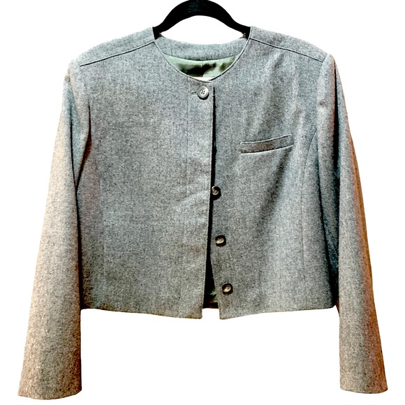 Pendleton Vintage 100% Virgin Wool hidden Button Blazer Gray Womens 18 USA made - Picture 1 of 8